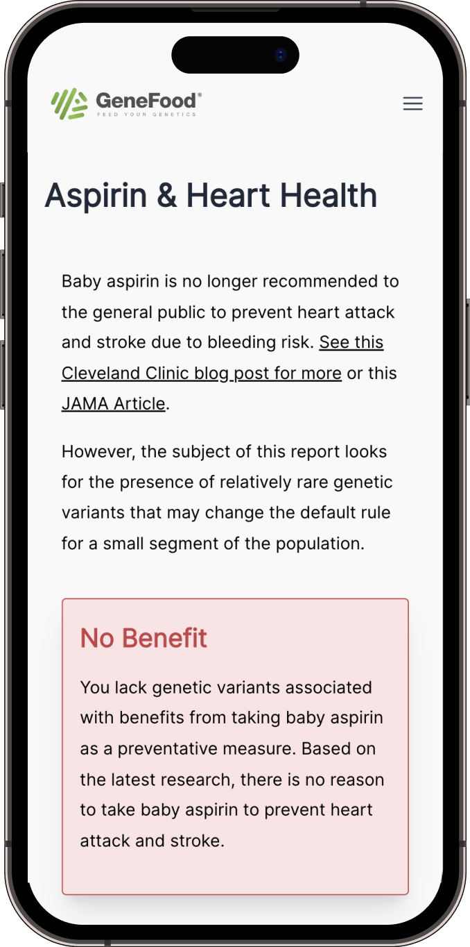 Aspirin & heart health report example