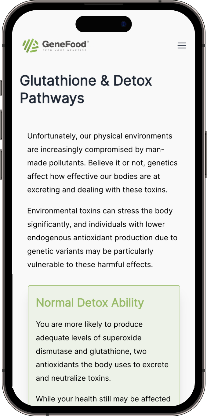 Glutathione & Detox Pathway Report example