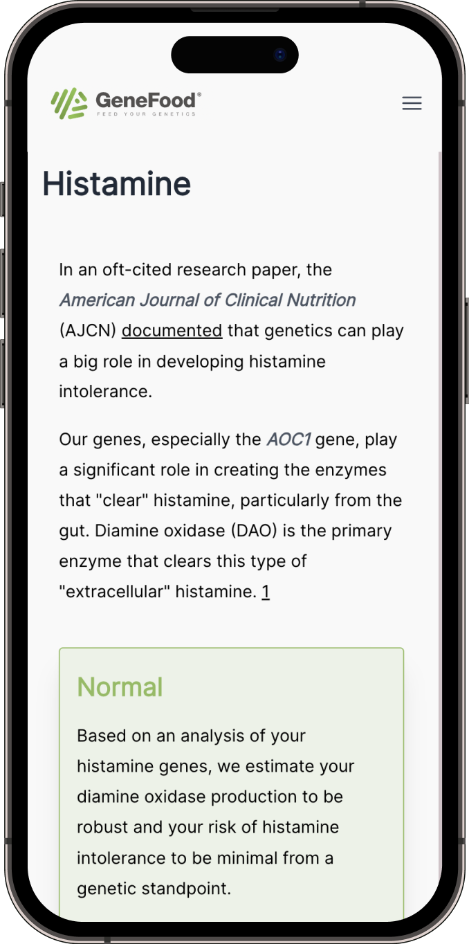 Histamine intolerance report example