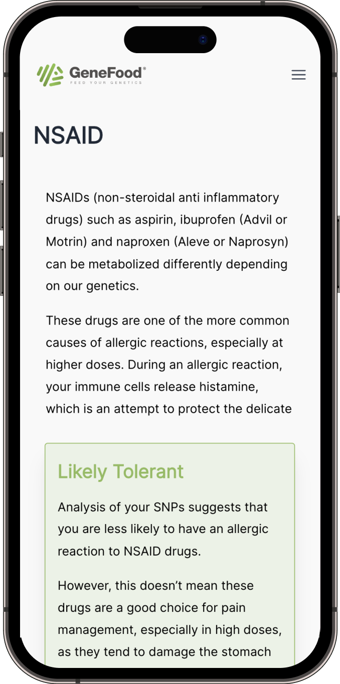 NSAID Sensitivity Report example