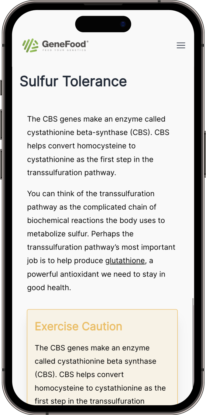 Sulfur Metabolism & CBS Gene Report example